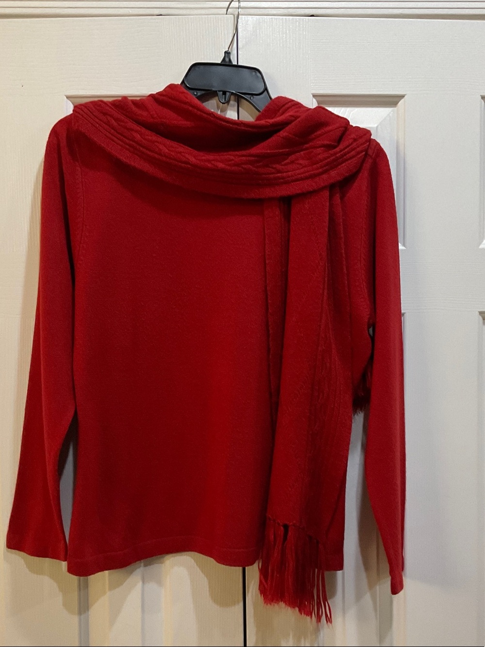 Coldwater Creek Red Cowl Sweater with Coordinating Scarf